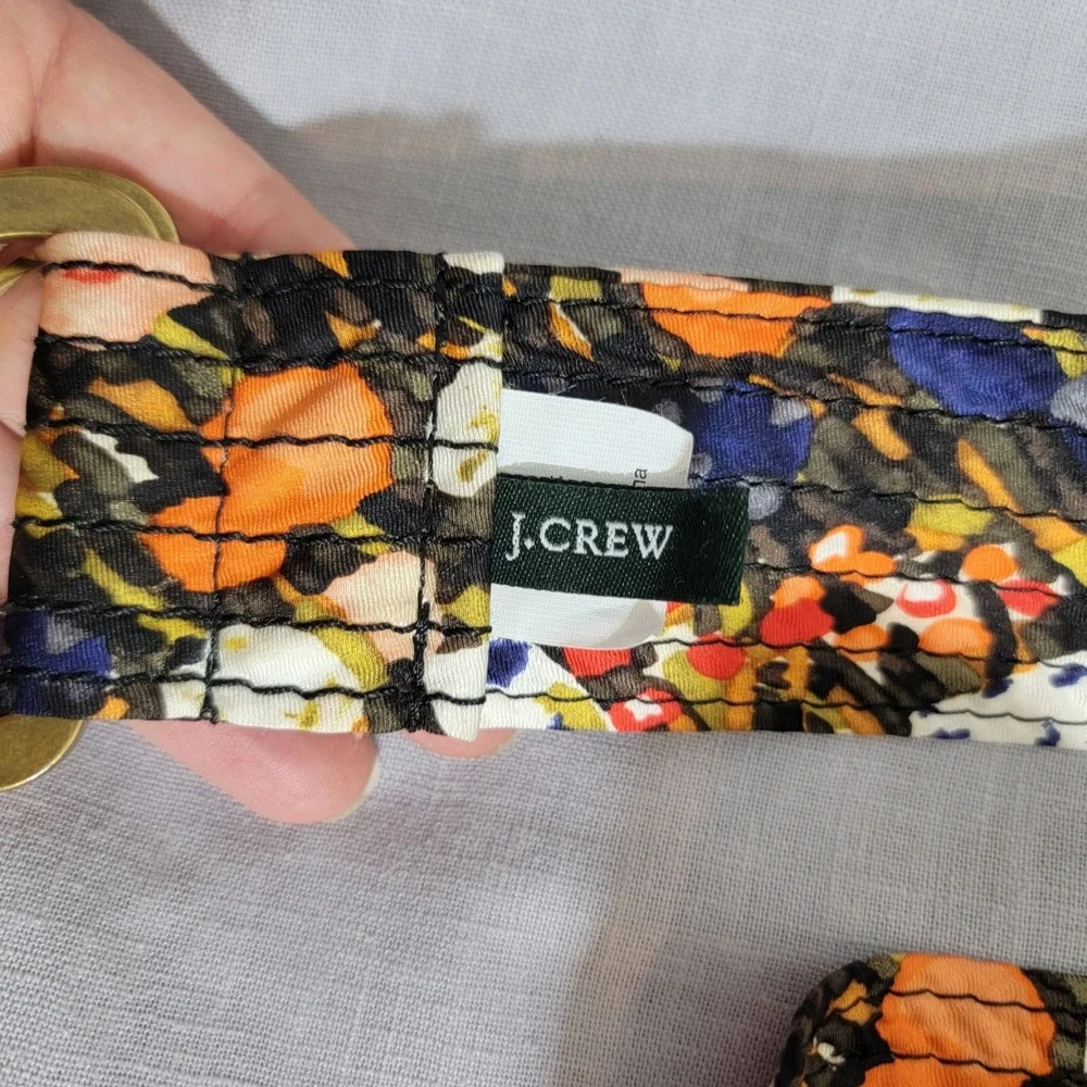 J. Crew Womens S/M‎ 100% Silk Abstract Floral Metal D-Ring 2